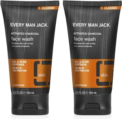 8. Every Man Jack Activated Charcoal Oil and Acne Defense Skin Clearing Face Wash For Men