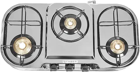 9. Faber Gas stove 3 burner glass cooktop (Hob Cooktop ASTRA 3BB SS) Stainless Steel, Manual Ignition,Medium