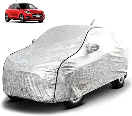 Dust Proof Indoor & Outdoor Car Body Cover for Maruti Suzuki Swift Old with  Heavy Buckle Belt, Elastic Hem, Triple Stitched with Protection Anti UV,  Sun, Car Cover (Grey)