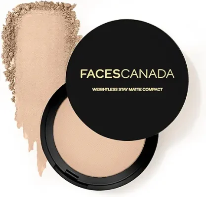 3. FACES CANADA Weightless Stay Matte Finish Compact Powder - Ivory, 9 g | Non Oily Matte Look | Evens Out Complexion | Hides Imperfections | Blends Effortlessly | Pressed Powder For All Skin Types