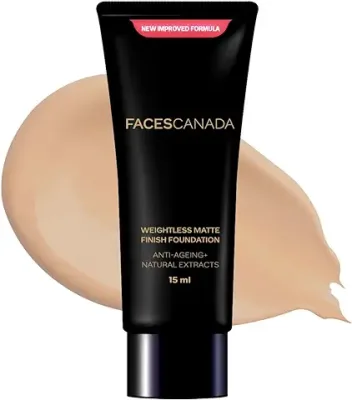 8. FACESCANADA Weightless Matte Finish Foundation - Sand, 15ml | Lightweight | Natural Finish | Anti-Ageing | Non-Clog Pores | Enriched With Olive Seed Oil, Grape Extract, Shea Butter