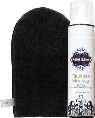 2. Fake Bake Flawless Self Tanning Mousse Streak-Free, Long-Lasting Natural Glow For All Skin Tones Women & Men - Sunless Tanner Includes Mitt For Easy Application, Black Coconut Scent - 6.7 oz