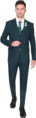 8. FINERFITS Mens Self Design Formal Three Piece Set, Mens Wedding Suit, Suit for Engagement, Mens Suit for Office Wearing, Suit Set for Men. Tweed Material Best for Winter Season Suit