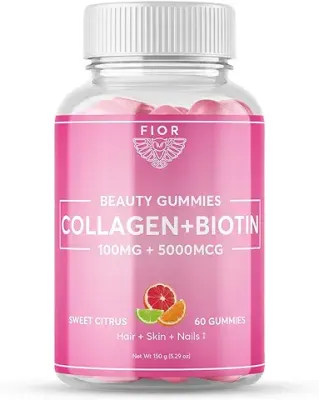 5. FIOR 60 ct Biotin and Collagen Supplements. Best Collagen & Biotin Vitamins for Hair Skin and Nails. Collagen Gummies & Biotin Gummies are Hair Skin and Nails Vitamins Beauty Gummies.