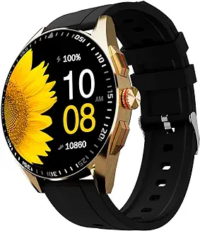 9. Fire-Boltt Invincible Plus 1.43" AMOLED Display Smartwatch with Bluetooth Calling, TWS Connection, 300+ Sports Modes, 110 in-Built Watch Faces, 4GB Storage & AI Voice Assistant (Gold Black)