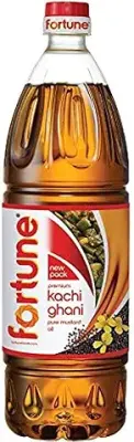 2. Fortune Premium Kachi Ghani Pure Mustard Oil, 1Litre PET Bottle