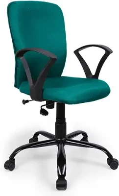 9. FURNICOM CHAIRSTM Armo Medium Back Ergonomic Office Chair Computer & Study Chair for Work from Home Spine Shaped Chair Back for Good Lower Back Support Metal Powder Coated Base Fabric (Green)