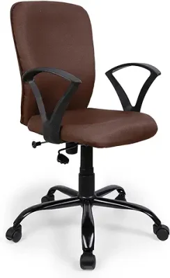 14. FURNICOM CHAIRSTM Armo Medium Back Ergonomic Office Chair Computer & Study Chair for Work from Home Spine Shaped Chair Back for Good Lower Back Support Metal Powder Coated Base Fabric (Brown)