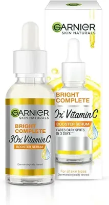 4. Garnier Skin Naturals, Face Serum, Increases Skin's Glow Instantly and Reduces Spots Overtime, Bright Complete Vitamin C Booster, 30 ml