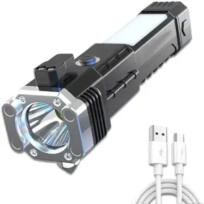 4. GaxQuly Portable Rechargeable Torch LED Flashlight Long Distance Beam Range with Power Bank