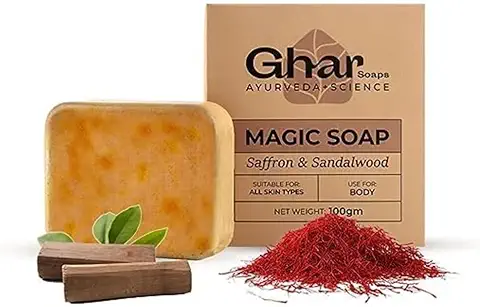 15. GHAR SOAPS Sandalwood & Saffron Magic Soaps For Bath