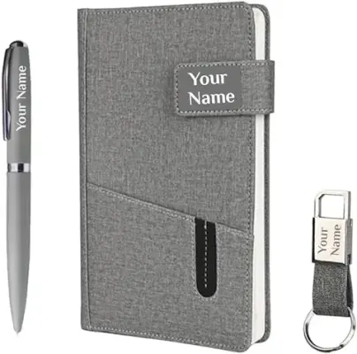 1. Giftana Personalized Diary with Pen and Metal Keychain Gift Set