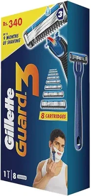 15. Gillette Guard 3 Single Razor with 8 Blades Pack