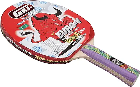 3. GKI Euro V Wooden Table Tennis Racquet (Multicolor, Pack of 1)