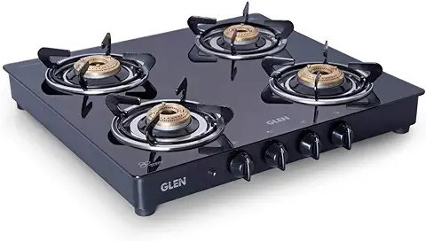 1. Glen 4 Burner Toughened Glass Top | LPG Gas Stoves | Brass Burners | Black | Auto Ignition | ISI Certified| 2 Year Warranty | 1043 GT BB BL AI