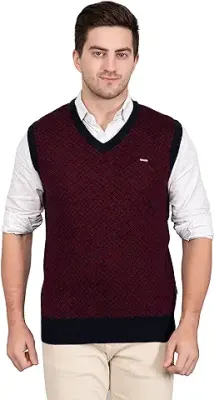 1. GODFREY Men V-Neck Woolen Sleeveless Half Sweater for Winter