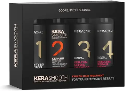 9. Godrej Professional Kerasmooth Keratin Treament - No Formaldehyde - Monodose, 60Ml X 4 Bottles, All