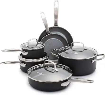 7. GreenPan Chatham Hard Anodized Healthy Ceramic Nonstick 10 Piece Cookware Pots and Pans Set