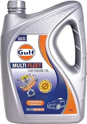 14. GULF MULTI FLEET 5W-30 - [3.5 L] API SN/CF Car Engine Oil with Synthetic Technology using Anti-Wear Technology for Reduced Maintenance Cost
