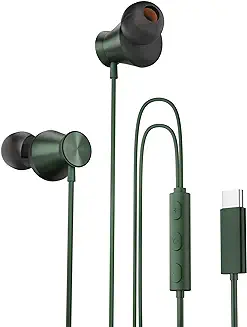 6. HAMMER Nova in Ear C Type Earphones Wired with Mic,13mm Driver, in-line Control, Metallic Built, Powerful Bass, Comfortable & Lightweight (Green)