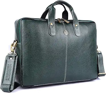 9. HAMMONDS FLYCATCHER Genuine Leather Laptop Bag for Men - Office Bag, Sea Green - Fits Up to 14/15.6/16 Inch Laptop/MacBook - Laptop Messenger Bags/Leather Bag for Men with Adjustable Shoulder Strap