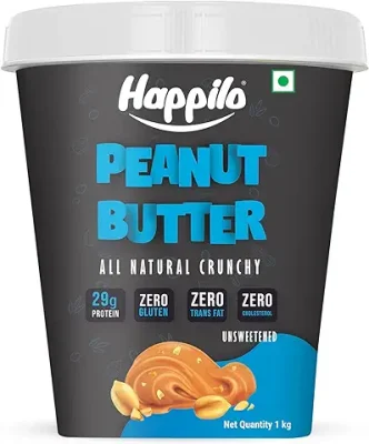 11. Happilo All Natural Unsweetened Peanut Butter Crunchy 1Kg