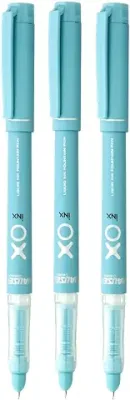 6. Hauser Inx XO Liquid Ink Fountain Pen Blister Pack | Smooth Round Nib With Iridium Tip | Free 4 Pieces X-Large Jumbo Cartridges | Unique Liquid Ink Sysyem | Blue Ink, Pack Of 3