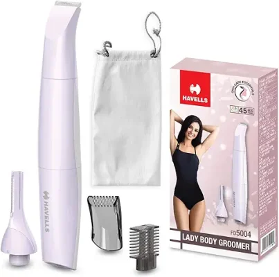 8. Havells Fd5004 4-In-1 Lady Body Groomer - Bikini & Eyebrow Trimmer With Protective Combs, Rechargeable, Comes Wth Pouch, Battery Powered(Purple)