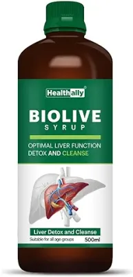 13. Healthally Ayurvedic Biolive Syrup - 500 ML,Fatty Liver Medicine,Alcoholic Liver Detox Tonic,Liver Fat Cleanser Tonic Improves Liver Health Wellness | Improves Appetite,Digestion