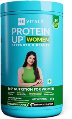 5. HealthKart HK Vitals ProteinUp Women, Vegetarian Protein with Soy, Whey, Collagen Builder Blend, Biotin, Garcinia & Green Tea, for Strength & Beauty, No Added Sugar (Chocolate, 500 g)