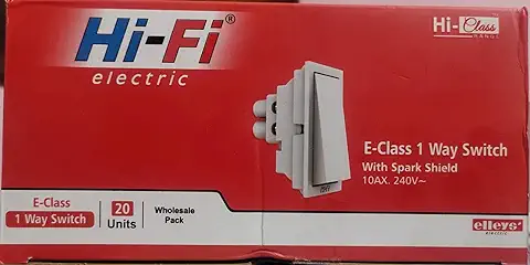 10. HI-FI E-Class Modular 1W 6A Switch (White)1 Box 20 Qty
