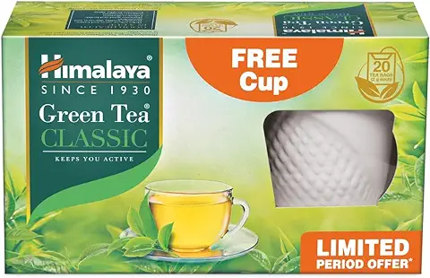 15. Himalaya Green Tea Classic|20 Tea Bags|Free Cup|No Artificial Flavors|Supports Immunity and Healthy Aging|Antioxidants|Refreshing