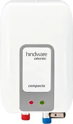 Hindware Atlantic Compacto 3 Litre Instant Water Heater With Stainless Steel Tank, Robust Construction, Pressure Relief Valve And I-Thermostat Feature (White And Grey), Wall Mounting