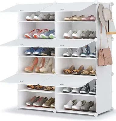 INGIORDAR Shoe Rack 3 Tier Long Storage Organizer Wide Metal Shoe Shelf for  Closet Entryway Black