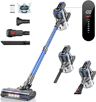 3. HONITURE Cordless Vacuum Cleaner 450W/38KPa Powerful Stick Vacuum Cleaner with LCD Touch Screen