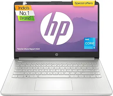 13. HP Laptop 14s, 12th Gen Intel Core i3-1215U, 14-inch (35.6 cm), FHD, 8GB DDR4, 512GB SSD, Intel UHD Graphics, Thin & Light, Dual Speakers (Win 11, MSO 2021, Silver, 1.46 kg), dy5008TU