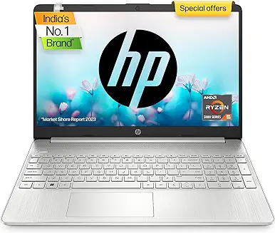12. HP Laptop 15s, AMD Ryzen 5 5500U, 15.6-inch (39.6 cm), FHD, 8GB DDR4, 512GB SSD, AMD Radeon Graphics, Thin & Light, Dual Speakers (Win 11, MSO 2021, Silver, 1.69 kg), eq2223AU