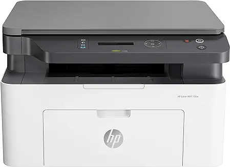 8. HP Laser MFP 136w, Wireless, Print, Copy, Scan, 40-Sheet ADF, Ethernet, Hi-Speed USB 2.0, Up to 21 ppm, 150-sheet Input Tray, 100-sheet Output Tray, 10,000-page Duty Cycle, Black and White, 4ZB86A