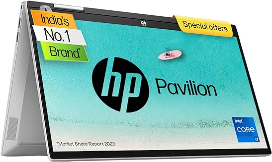 13. HP Pavilion X360 11th Gen Intel Core i7 14" (35.6cm) FHD Multitouch 2in1 Laptop (16Gb Ram/512Gb Ssd/B&O/Win 11 Home/FPR/Backlit Kb/Intel Iris Xe Graphics/Pen/Alexa/Ms Office/Silver/1.52Kg)14-Dy1047Tu