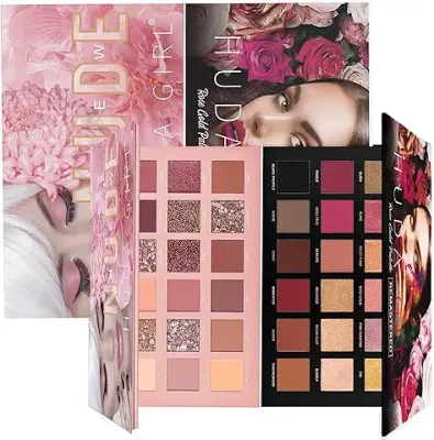 1. HUDA GIRL Beauty Rose Gold Remastered + Nude Edition Eyeshadow Palette Combo Kit