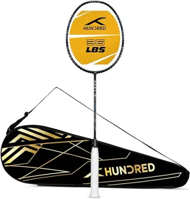 10. HUNDRED Rock 78 Super Strong 36 LBS Max Tension Badminton Racket with Full Racket Cover (78, Dark Red)