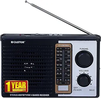 14. iBELL CTFM100U Portable FM Radio, with USB, SD Card, MP3 Player & Dynamic Speaker 4 Band (Black)
