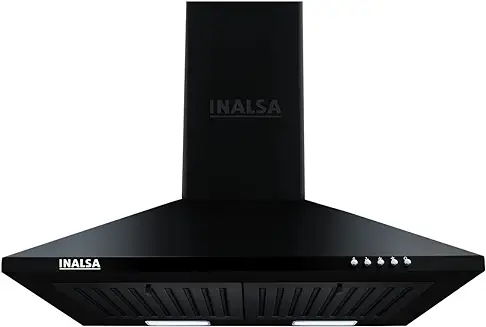 3. INALSA EKON 60BK 1050 m3/hr Pyramid Kitchen Chimney With Elegant Look|Push Button Control|Efficient Dual LED Lamps & Double Baffle Filter|5 Year Warranty on Motor (Black)