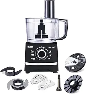 3. INALSA Food Processor/ Atta Kneader/ Chopper Easy Prep- 800 Watts| 1.4 L Main Bowl Capacity | 2 Speed Setting with Pulse Function|7 Accessories(Black)