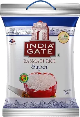 2. India Gate Basmati Rice Bag, Super, 5kg