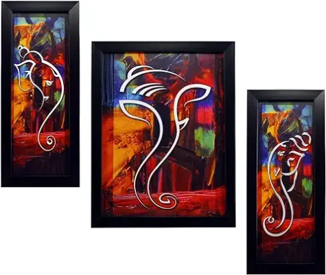 19. Indianara 3 PC Set of Ganesha Paintings