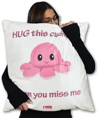 12. Indigifts Valentines Day Gift Printed Reversible Velvet Hug Cushion-Gift for Boyfriend