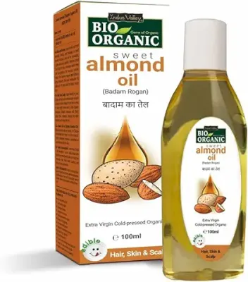 11. INDUS VALLEY Bio Organic Cold Pressed Almond Oil for Soft & Shiny Hair