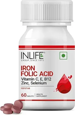 5. INLIFE Chelated Iron Folic Acid Supplement with Vitamin C