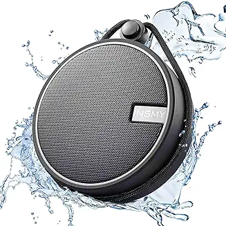 11. INSMY C12 IPX7 Waterproof Shower Bluetooth Speaker, Portable Small Speaker, Speakers Bluetooth Wireless Loud Clear Sound Support TF Card Suction Cup for Kayak Canoe Beach Gift (Black)